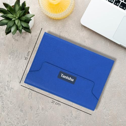 Image of Giftana Personalized Diary with Name, Customized Leather Notebook Diary with Magnetic Flip Lock, A5 Size, 192 Ruled Pages Office Diaries for Writing, New Year Corporate Gifts for Employee (Blue)