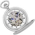 Gotham Men's Chrome Plated Brass Double Cover Exhibition Mechanical Pocket Watch # GWC18804S - Image 2