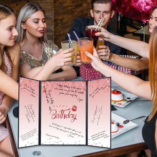 Image of Crenics Red and Black Birthday Decorations for Women or Men, Happy Birthday Guest Signature in Book Alternative 18 inch x 12 inch, Awesome Party Gifts for Girls or Boys
