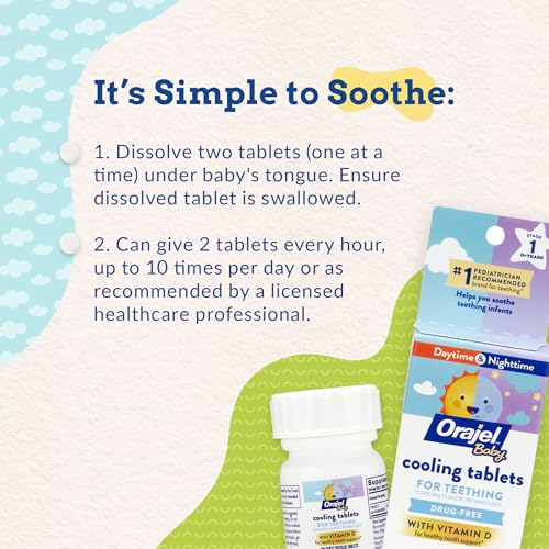 orajel baby cooling tablets for teething with vitamin d 100 quick dissolve tabletswhite