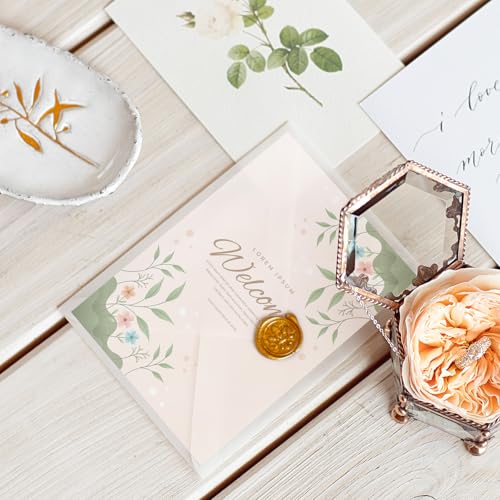 ZEYIYER 50 envelopes de vidro, 7 x 4,9 envelopes grandes transparentes para colecionar bilhete de lo