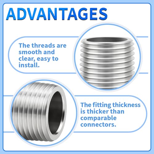 ChillWaves 304 Stainless Steel Pipe Fitting, Nipple Cast Pipe 3/8" NPT Male x 3/8" NPT Female Thread 16" Length(400MM)(1-PACK) by ChillWaves - Used condition - Image 4