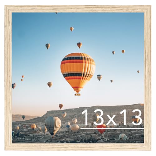 Image of JCJMY 13x13 Picture Frame Natural for Wall Hanging, Wall Mounting Horizontally or Vertically, 13 x 13 Square Wall Gallery Poster Photo Frame with Shatter Resistant Plexiglass, Natural