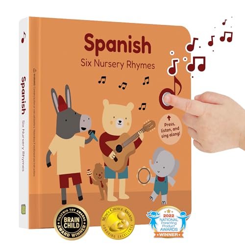 Image of Cali's Books Spanish Nursery Rhymes. Spanish Baby Books with 6 Songs - Libros en español para Niños y Bebes. Books for 1 Year Old - Learn Spanish for Kids - Musical Books for Toddlers 1-3