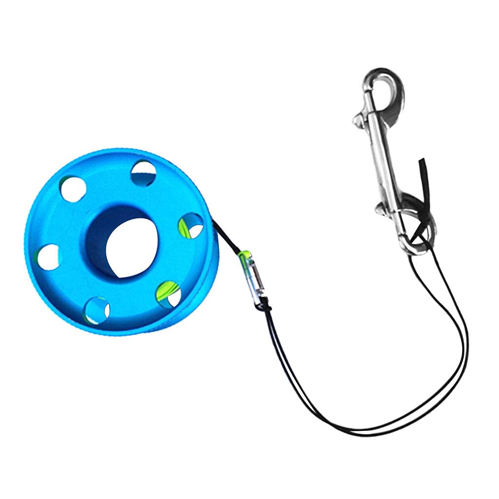 Sharplace Tauch-Fingerrolle, Mini-Tauchrolle mit Doppelkarabiner, Tauchschnurspule, 50 Meter langlebige Tauch-Fingerrolle, tragbares Gürtel-Tauchzubehör zum Schnorcheln, Tauchen, Angeln