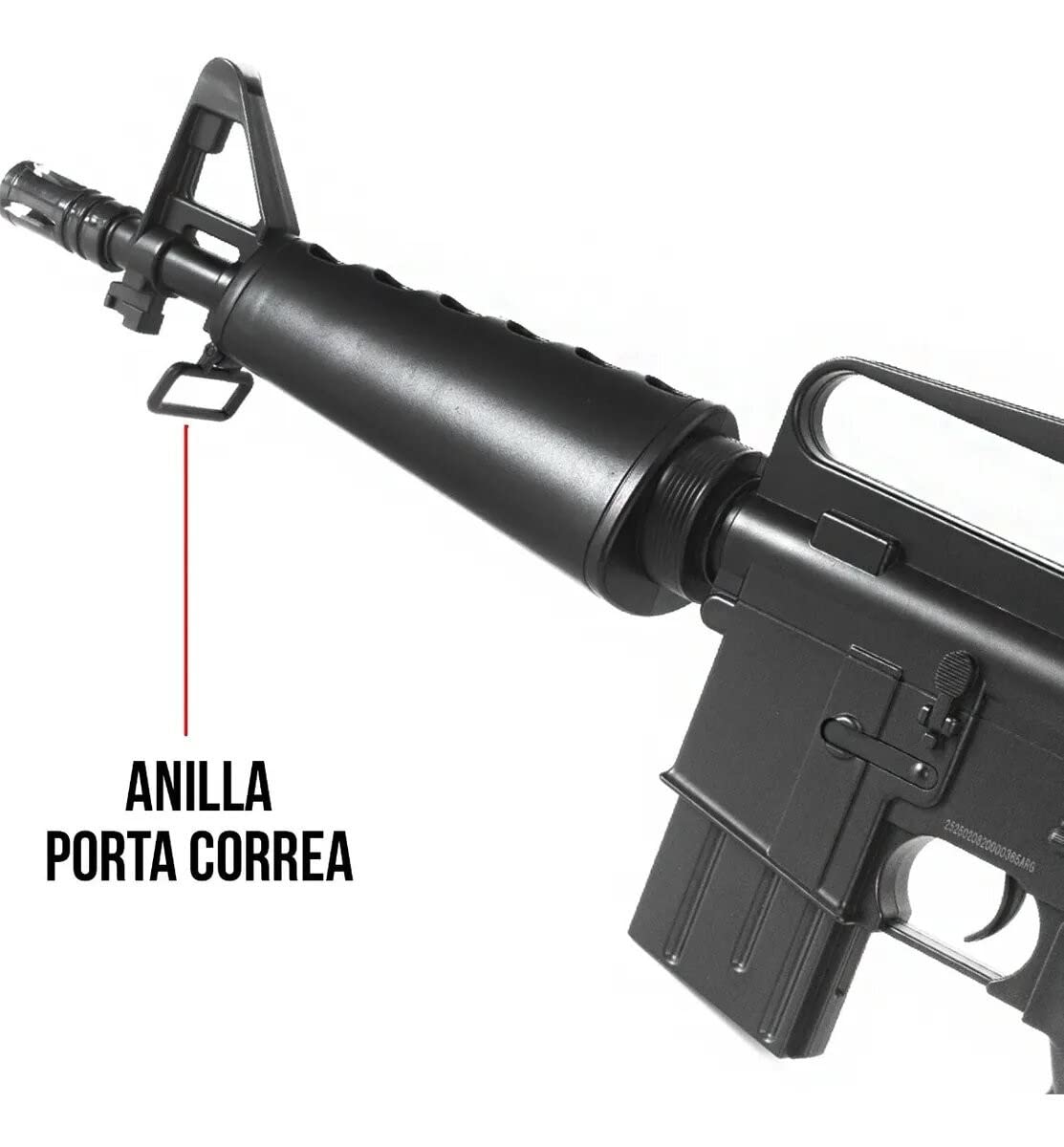 2EAGLE Fucile Airsoft M308 Stile M16 - Modello a Molla - Armamento Manuale/Colpo per Colpo - Materiale: Plastica ad Alta Resistenza - Colore: Nero - Potenza 0,5 Joule