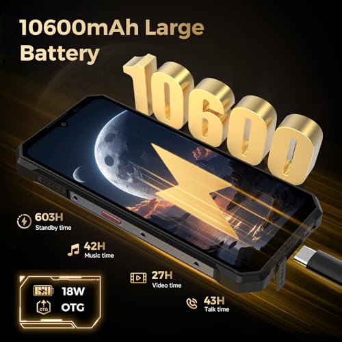 Image of F0SSiBOT F109S Unlocked Rugged Phone, 10600mAh Battery 24GB RAM 256GB ROM (2TB Exp.), 6.74 inch FHD+ & 1.32 inch Dual Screen Android 15 Smartphone, 50MP AI Camera, IP68 Military Cell Phone-T-Mobile