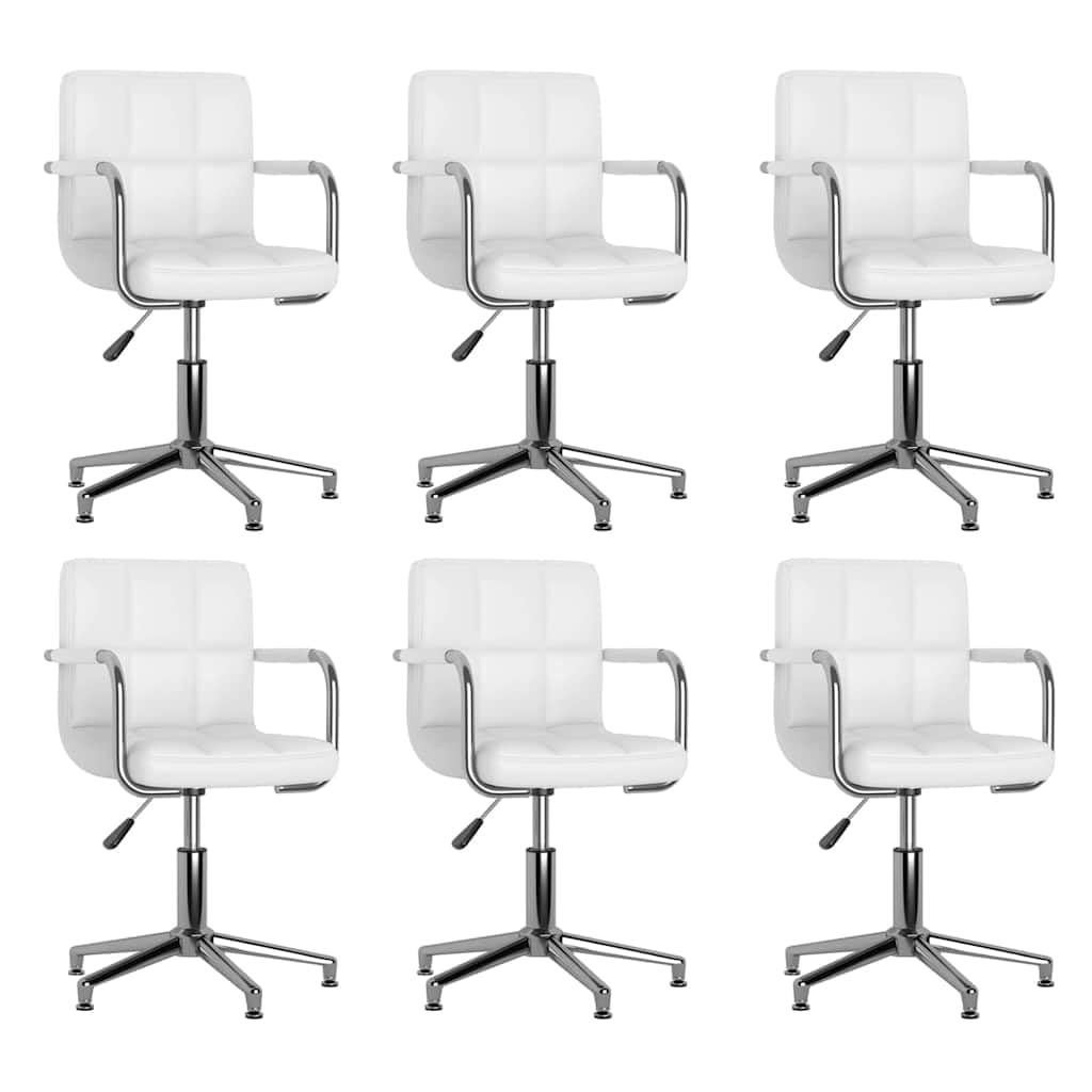 Hothingwell Lot de 6 Chaises à Manger Pivotantes Blanc Similicuir