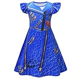 AOVCLKID Evie Costume for Girls Halloween Descendants Cosplay Dress Up Popular Musical Outfits(5T,Blue)