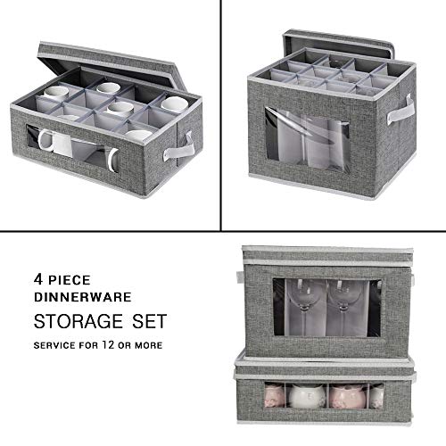 homyfort China Dinnerware Storage Containers Set Stackable Stemware