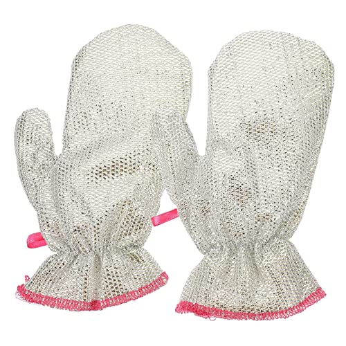 JEWEDECO 1 Par guantes de trapo de cocina limpiador de lavavajillas maullar arrumação cozinha cepillos de limpieza guantes para lavar platos mejor guante de limpieza de cuencos Silver