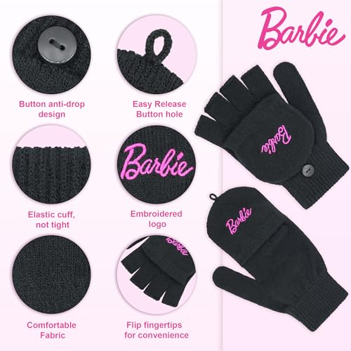 Barbie Girls Winter Hat with Gloves for Ages 5-13 Years – Ultra Soft Pink Beanie Winter Hat for Outdoors3
