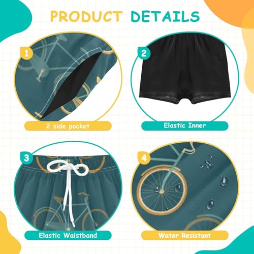 Maillot de bain garçon rétro vert sarcelle 4 ans avec doublure compression Yuiboo