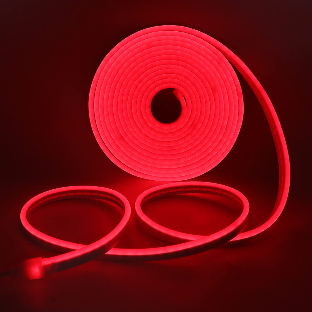 Wisada 1M LED Neon Rope Lights with On/Off, Red Light Waterproof Flexible LED Strip Light, DIY Design for Bedroom Living Room - Image 2