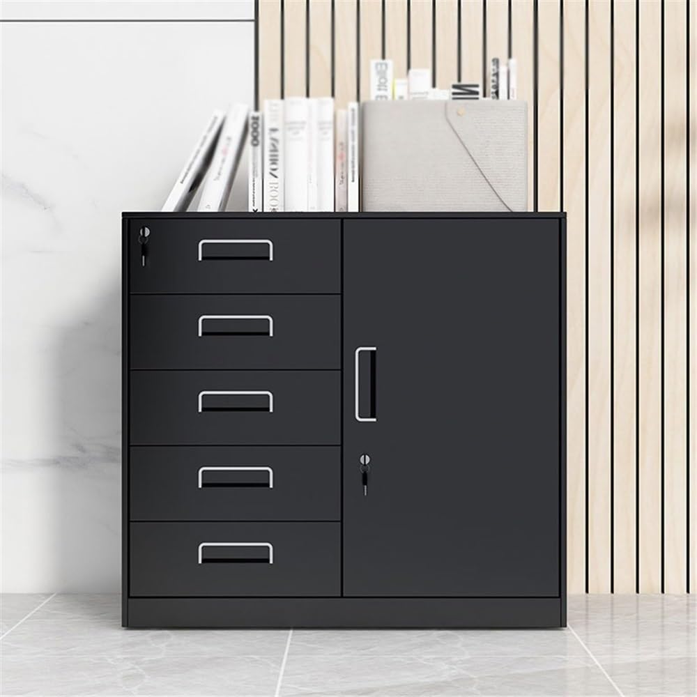 Biurowa szafka na dokumenty z zamkiem 1,2 mm stalowy organizer na dokumenty, mała szuflada do przechowywania do salonu, kolor czarny