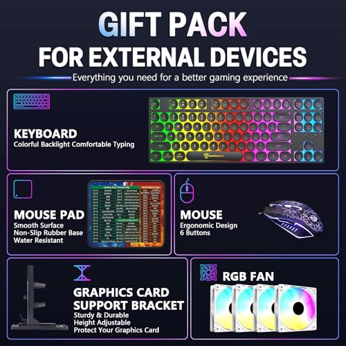 Image of Prebuilt Gaming PC Desktop, Intel Core i7 Desktop Computer up to 3.9 GHz | RTX 3050 8G Graphics Card, 16GB RAM, 512GB SSD, WiFi, RGB Fan, Win11, Tower Computer for Game, Office and Study