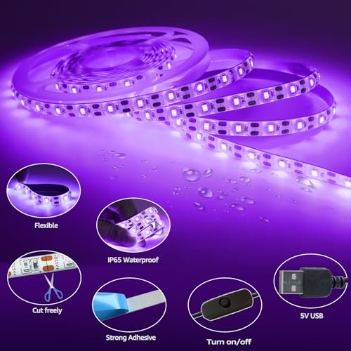 Tira LED UV 5V USB 3m Luz Negra IP65 180 LEDs miniatura 3
