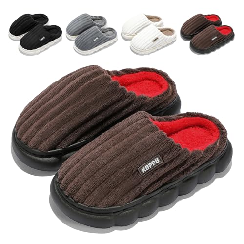 koppu Kids Boys Girls Slippers Warm Soft Winter House Indoor Shoes For Toddler Little Big Kids Non Slip Lightweight Bedroom Slippers with Thick Sole brown size toddler 8.5-9