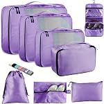 Toncoke 8 Ensemble cubes d'emballage pour les femmes de voyage hommes enfants, Mesh sac organisateur de valises pour bagages, 4 Tailles Extra Grand, Grand, Moyen, Petit, Voyage Camping Essentiels Accessoires, Violet