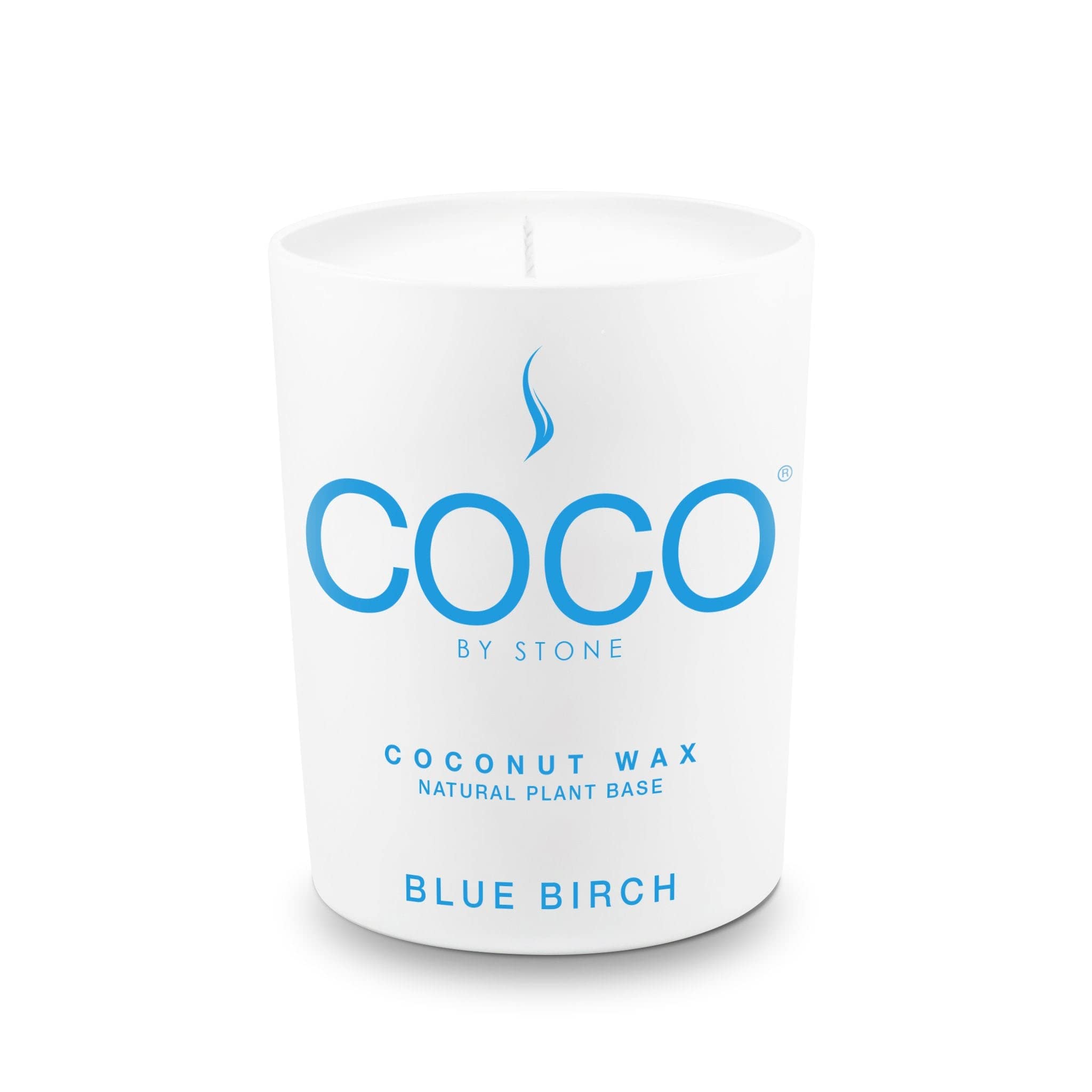 COCO by Stone 6.5oz Candle, Coconut Apricot Wax Candle for Home (Blue Birch) Home Fragrance Products, 1 Wick Candle, Enhance Indoor Aroma, Vegan & Cruelty-Free, Clean Burning and Hand Poured Candle
