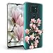 Produktbild kwmobile Case kompatibel mit Motorola Moto G9 Play/Moto E7 Plus - Hülle Handy - Handyhülle - Magnolien Rosa Weiß Transparent