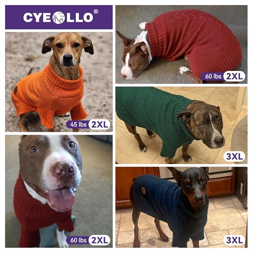cyeollo 2XL Dog Sweater, Warm Stretchy Sweaters for Large Dogs Boy, Pullover Knitted Thermal Winter Big Dog Clothes with Sleeves, Turtleneck Pet Beagle Border Collie Apparel, Navy XXL - Image 7