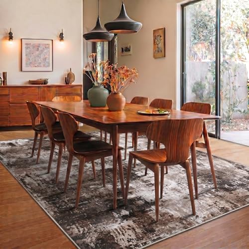 Image of Medallion Vintage Look Carpet for Living Room Bedroom Dining Room | Washable Area Rug with Non Slip TPR Backing | Modern Floor Carpet for Home(Design11-5x7 Feet)