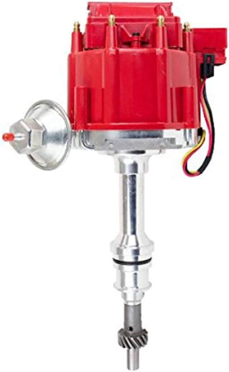 A-Team Performance - HEI Complete Distributor 65K Coil - Compatible with Ford FE 352 360 390 427 428 One-Wire Installation Red Cap