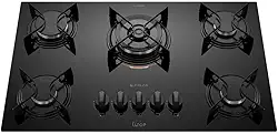 Cooktop 5 Bocas Preto com Mesa de Vidro e Tripla Chama Atlas U Top Bivolt