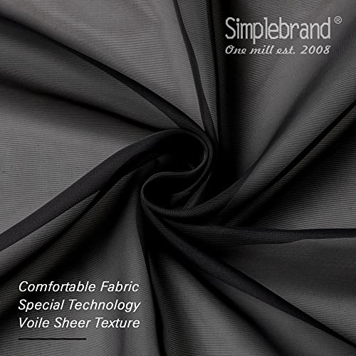 Image of Simplebrand Black Tier Curtains for Kitchen 24 Inches Long 2 Panels Set, Rod Pocket Cafe Curtain Light Filtering Sheer Short Curtains for Bathroom /Basement Half Window 42 x 24 Inch, 2Pcs, Black