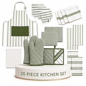 20Pc Kitchen Towels and Dishcloths Sets, Kitchen Essentials For Home- Green