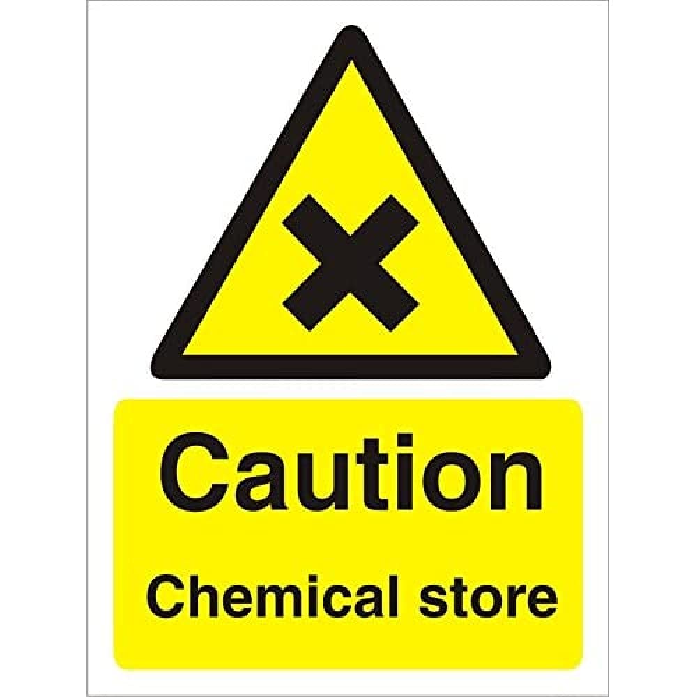 Seco Caution Chemical Store Sign, 200mm x 300mm - Self Adhesive Vinyl