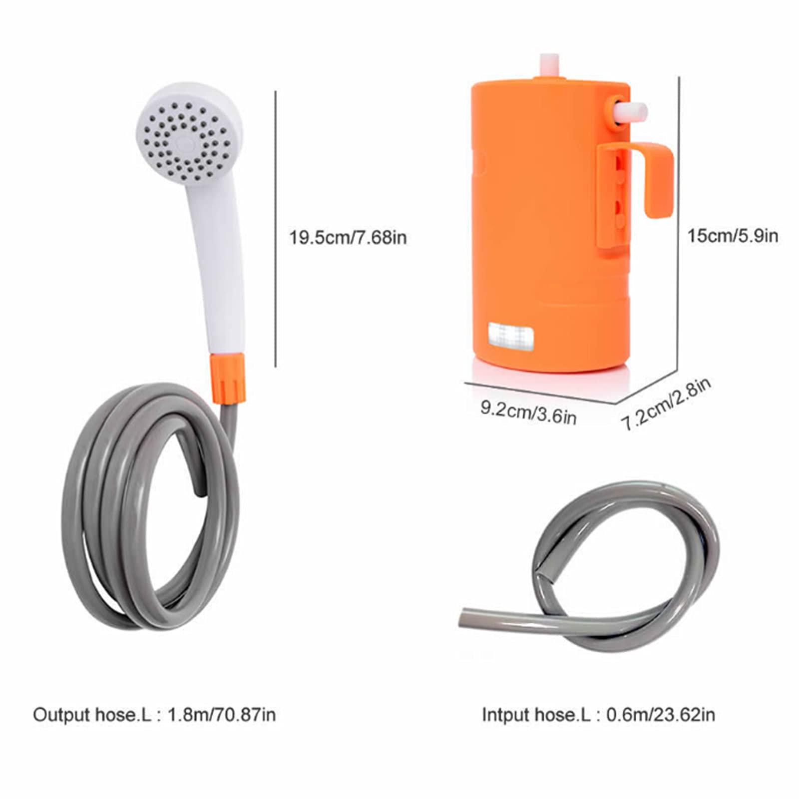 Pompa elettrica portatile per doccia per campeggio all'aperto lavaggio auto pulizia del cane, 4400 mAh alimentato a batteria USB ricaricabile, IPX7 impermeabile
