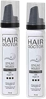 HAIR DOCTOR Styling Mousse Extra Strong - Professioneller Schaumfestiger pflegend mit Argan Öl, 2er Pack (2 x 75 ml)
