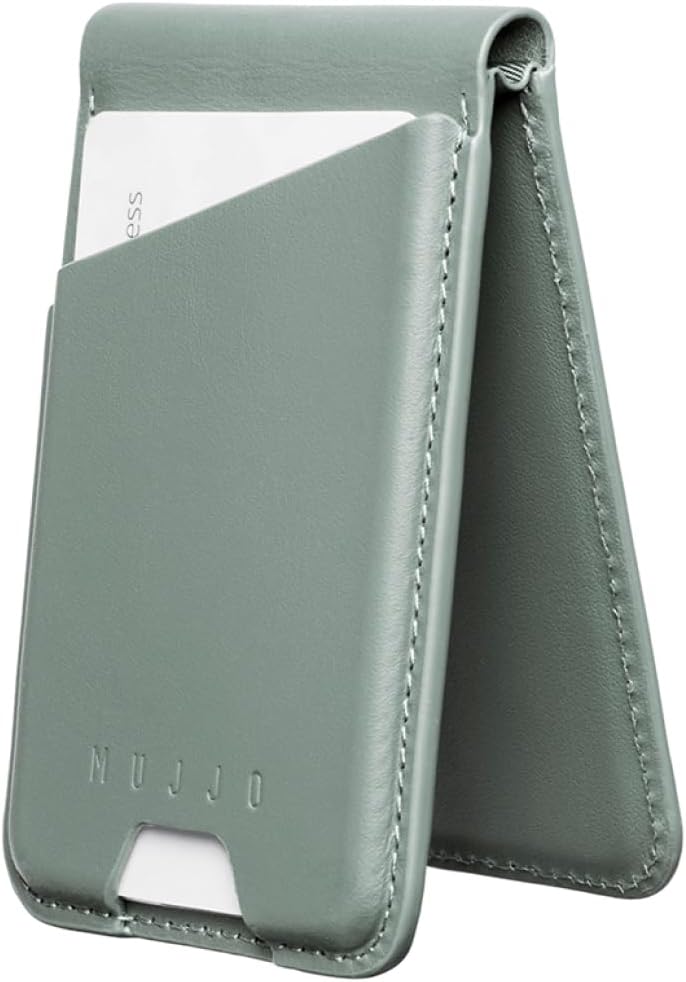 Mujjo Magsafe Compatible Leather Wallet Stand - Monaco Blue