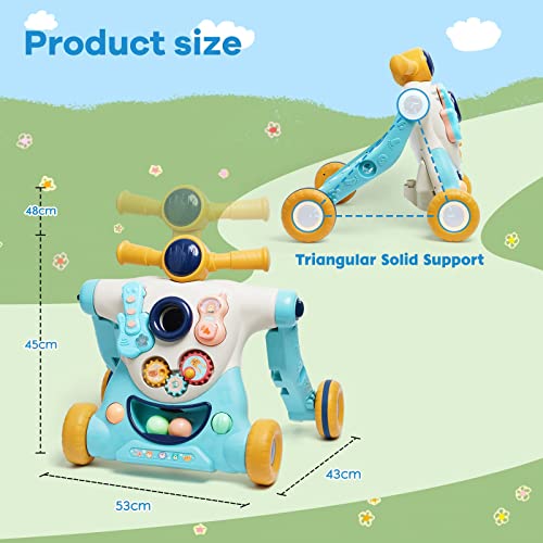 Baby Walker 3 in 1 Sit-to-Stand Baby Learning Walkers for Boys Girls Toddlers Infants 12M+, Educational Baby Walker Push Toy with Music Activity Center - Image 5