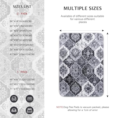 Image of IEUUMLER Washable Pee Pads for Dogs, 2 Pack Reusable Pee Pads for Dogs Non-Slip Grip, Super Absorbent Waterproof Puppy Pads for Potty Training, Playpen, Crate, Whelping Box EU011 Black Grey, 36x31