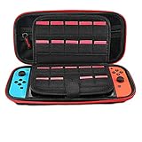Leyeet Carrying Case for Nintendo Switch Portable Travel Case with 20 Game Cartridge Protective Hard Shell Pouch for Nintendo Switch Console & Accessory (Red Zipper)