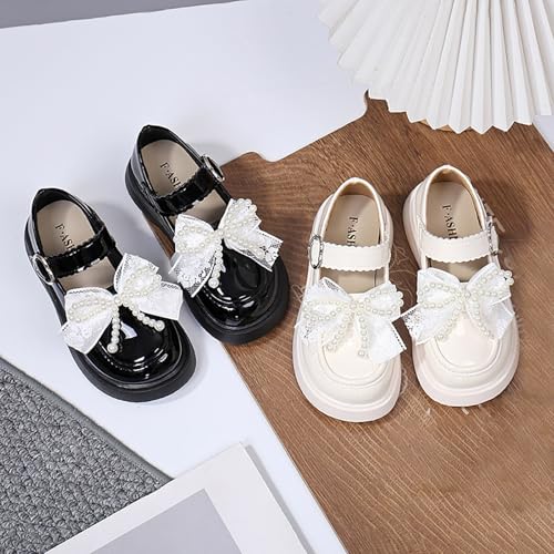 Girls Elegant Sneakers Bow Pearl Cute Sequins Ankle Mary Jane Shoes Leather Soft Wedding Birthday Shoes for Kids4