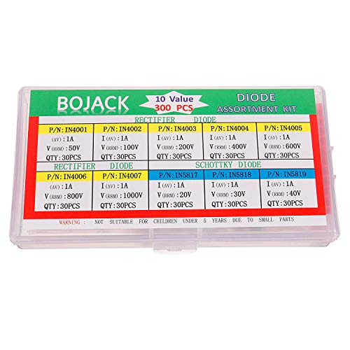 BOJACK 10 Values 300 pcs Rectifier Diodes 1N4001 1N4002 1N4003 1N4004 1N4005 1N4006