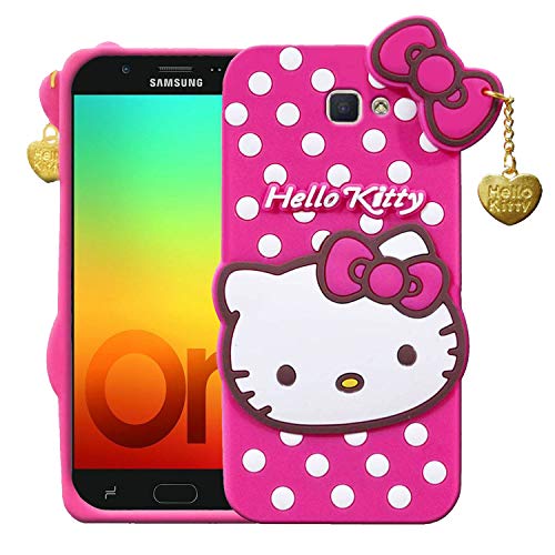 Image of Unirock Hello Kitty Back Case Cover for Samsung Galaxy On7 Prime| 3D Cute Hello Kitty Case |Soft Silicone Rubber Back Cover with Pendant Kitty Cover for Samsung Galaxy On7 Prime (Pink)