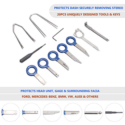 CCLIFE 20tlg Universal Autoradio Ausbauwerkzeug Entriegelungswerkzeug Radio Navi Demontage Montage Entriegelung Einbau Ausbau