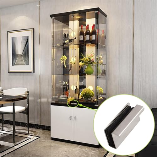 Image of Glass Finger Edge Pull, 4Pcs Cabinet Finger Pull Handle Glass Door Clips Cabinet Latch Clamp Concealed Handle for Display Glasscase Door (Pearl Nickel)