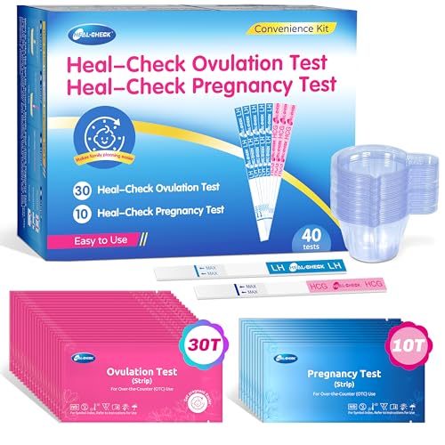 HEAL-CHECK 30 Ovulation and 10 Pregnancy Test Strips with 40 Urine Cups, Fertility Test for Women TTC, Get Pregnant Easier, Easy to Use at Home, Over 99% Accuracy, Individually Wrapped