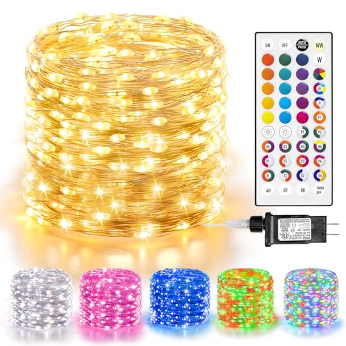 LitHome Led Christmas Fairy Lights Plug in, 200LED 66FT Color Changing Fairy Lights with Remote, 9 Modes Led Christmas Lights Indoor, Valentines Day Fairy String Lights Twinkle for Party Easter Decor