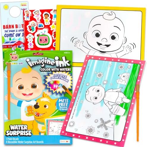 Cocomelon Paint with Water Set - Bundle of Reusable Mess Free Imagine Ink Book, Water Surprise Brush & Stickers | Cocomelon Water Painting Art Kit image 5
