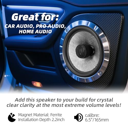 Image of Upgrade 6.5 Inch Car Speakers-Coaxial 2-Way Carbon Fiber Cone, 300W Peak Power, 4 Ohm, High Fidelity Audio, Premium Stereo Sound (2 Speakers)