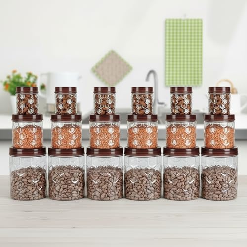 Image of Filox SmartSeal Airtight Kitchen Storage Container Set of 18 | BPA-Free Unbreakable Plastic Food Storage Jars | Fridge & Pantry Organizer for Grocery, Rice & Dry Food | (300,650,1200) ml Combo