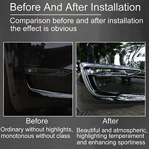 Fastche Front Fog Light Trim Cover For Tesla Model Y Eyebrow Spoiler Accessories Fog Lamp Frame Blade Trim Compatible With 2020 2021 2022 Model Y (Abs Glossy Carbon Fiber) #TOP1