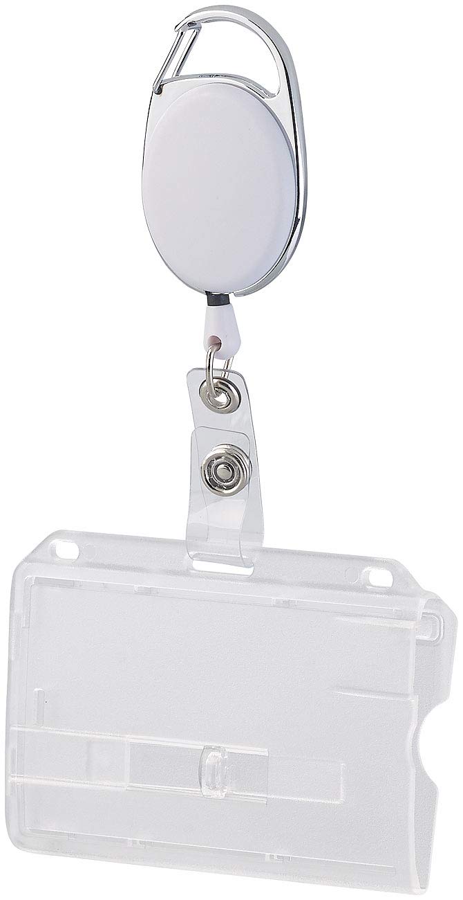 Ausweishülle mit Band: 50er-Set Ausweishüllen aus Hartplastik, 60-cm-Jojo-Befestigungs-Clip (Kartenhülle mit Band, Ausweishülle Hartplastik mit, Zip)